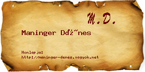 Maninger Dénes névjegykártya
